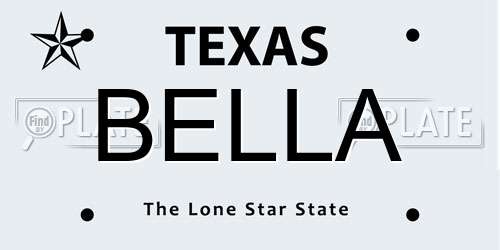 BELLA Texas License Plate