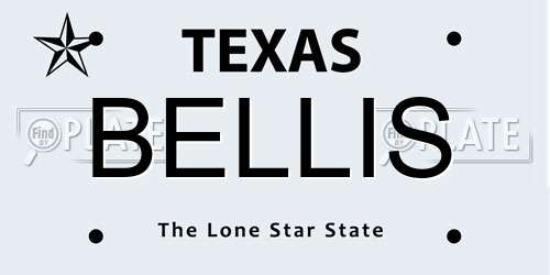 BELLIS Texas License Plate