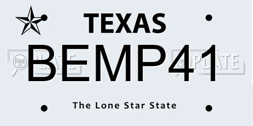BEMP41 Texas License Plate