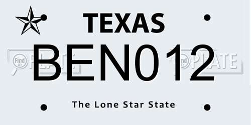 BEN012 Texas License Plate