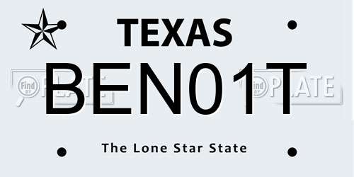 BEN01T Texas License Plate