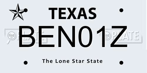 BEN01Z Texas License Plate