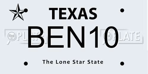 BEN10 Texas License Plate