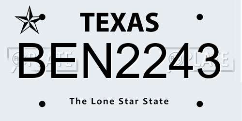 BEN2243 Texas License Plate