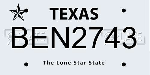 BEN2743 Texas License Plate