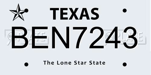 BEN7243 Texas License Plate