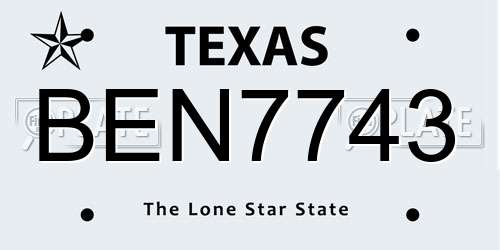 BEN7743 Texas License Plate