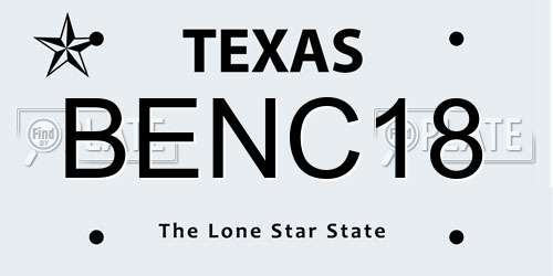 BENC18 Texas License Plate