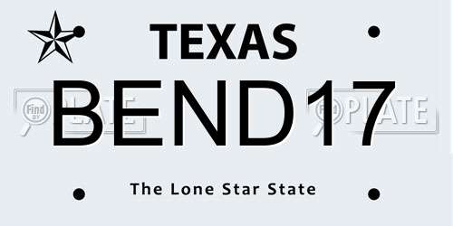 BEND17 Texas License Plate