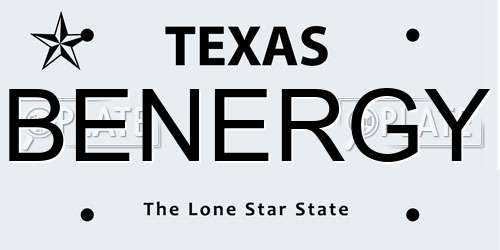 BENERGY Texas License Plate