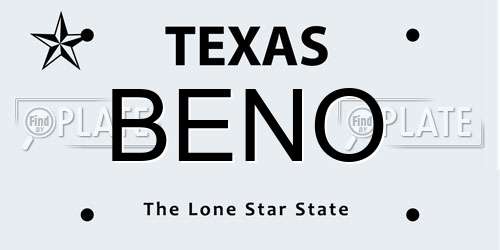 BENO Texas License Plate