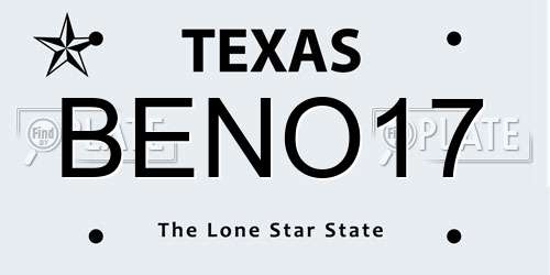 BENO17 Texas License Plate