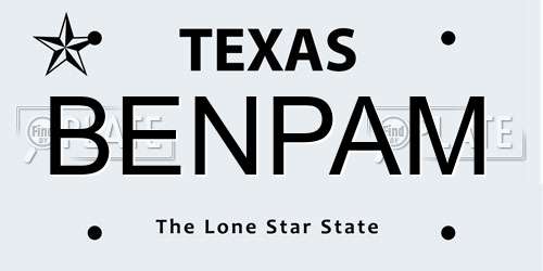 BENPAM Texas License Plate