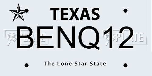 BENQ12 Texas License Plate