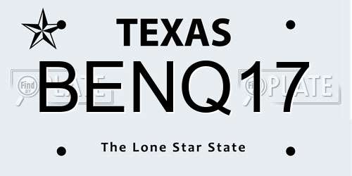 BENQ17 Texas License Plate