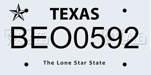 BEO0592 Texas License Plate