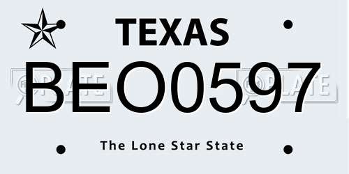 BEO0597 Texas License Plate