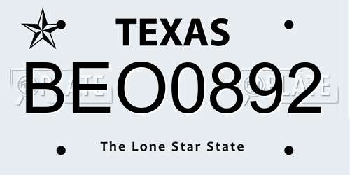 BEO0892 Texas License Plate