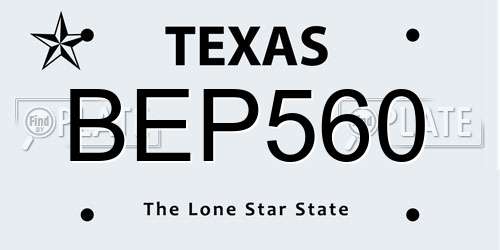BEP560 Texas License Plate