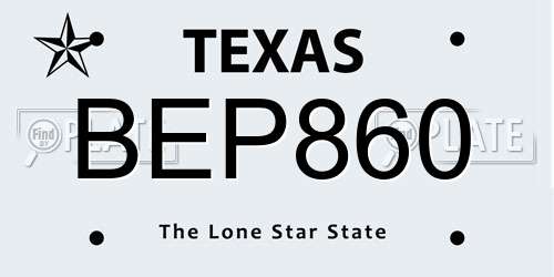 BEP860 Texas License Plate