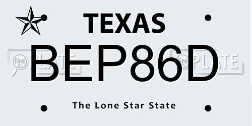 BEP86D Texas License Plate