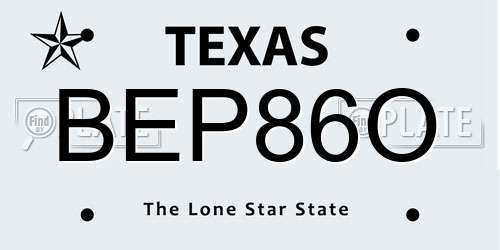 BEP86O Texas License Plate