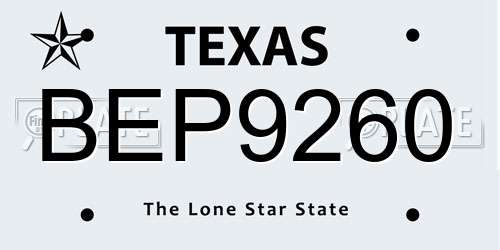 BEP9260 Texas License Plate