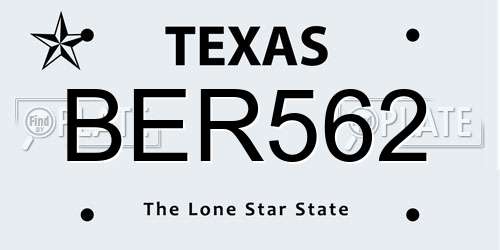 BER562 Texas License Plate