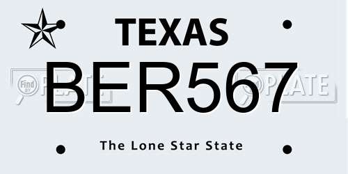 BER567 Texas License Plate