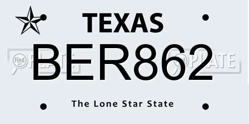 BER862 Texas License Plate
