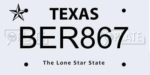 BER867 Texas License Plate