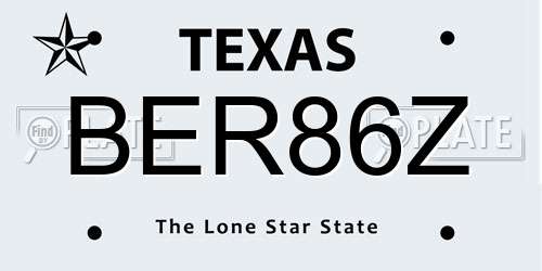 BER86Z Texas License Plate