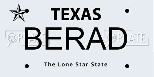 BERAD Texas License Plate