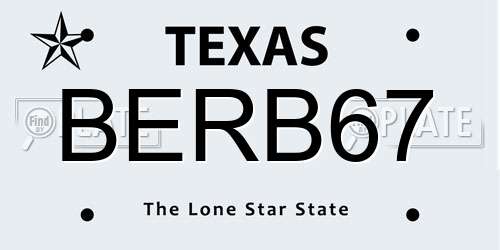BERB67 Texas License Plate