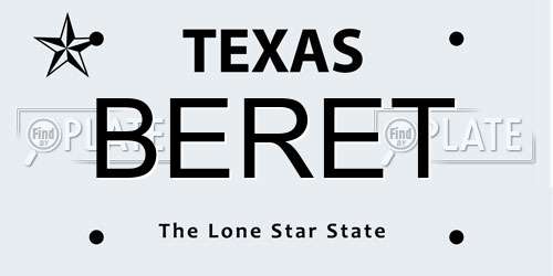 BERET Texas License Plate