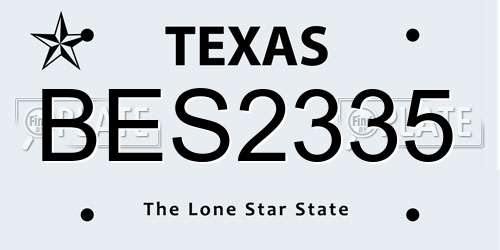 BES2335 Texas License Plate