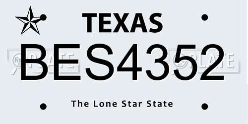 BES4352 Texas License Plate