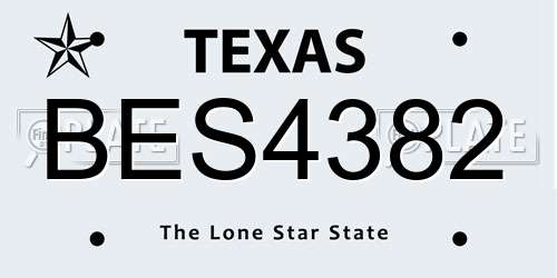BES4382 Texas License Plate