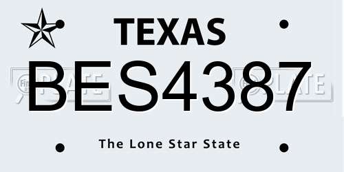 BES4387 Texas License Plate