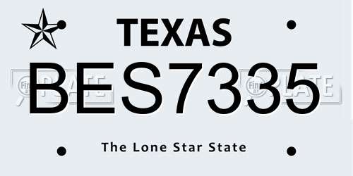 BES7335 Texas License Plate