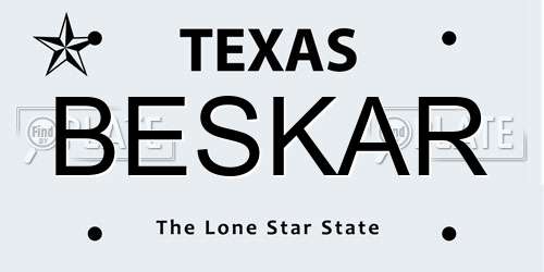 BESKAR Texas License Plate