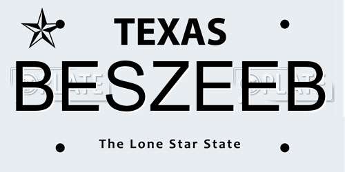 BESZEEB Texas License Plate