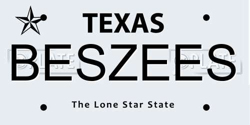 BESZEES Texas License Plate