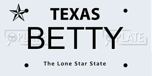 BETTY Texas License Plate