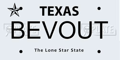 BEVOUT Texas License Plate