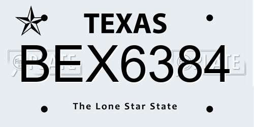 BEX6384 Texas License Plate