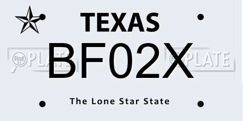BF02X Texas License Plate