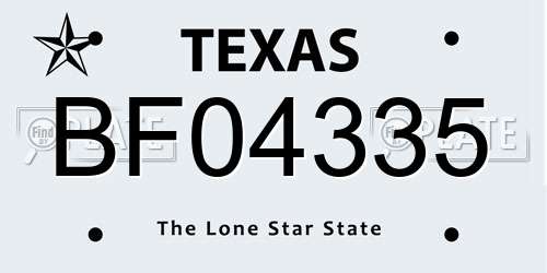 BF04335 Texas License Plate