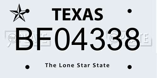BF04338 Texas License Plate