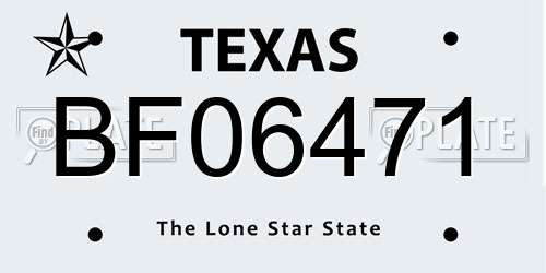 BF06471 Texas License Plate